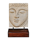 HSS37 - RELIEF BUDDHA HEAD STATUE ON STAND