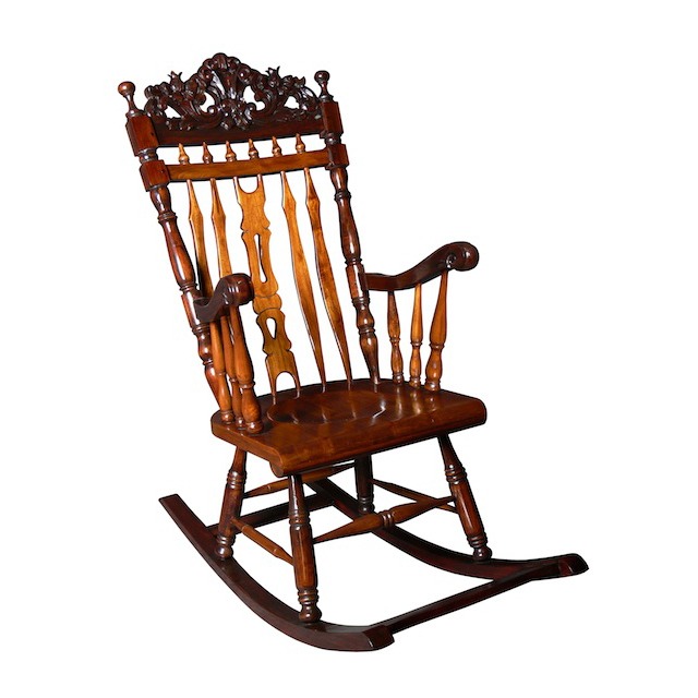MM591 Rocking Chair Carving On Top 55x115x123cm