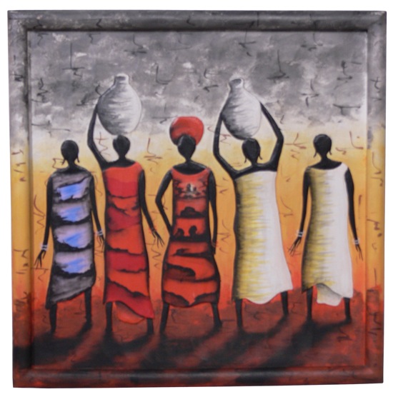 81935 African Painting On Wood 40x40cm