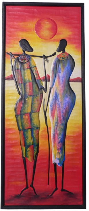81945 African Painting On Wood 50x122cm