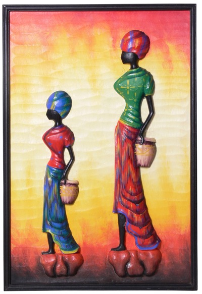 81963 African Painting On Wood 60x90cm