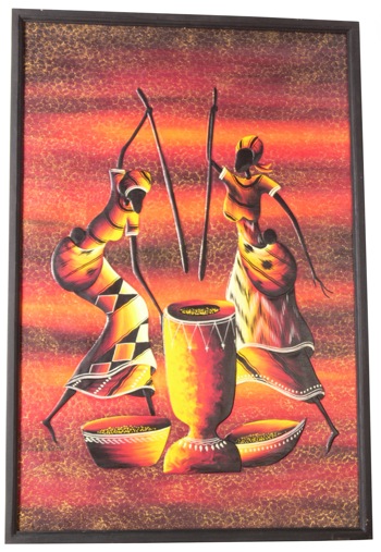 81965 African Painting On Wood 60x90cm