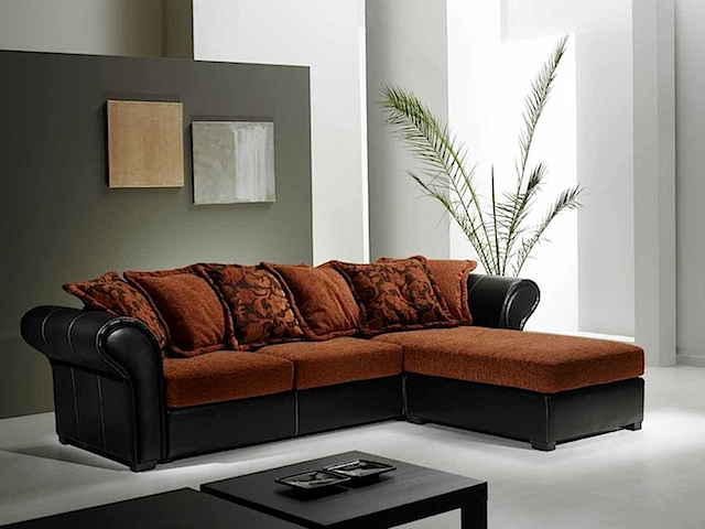 SF7219 - Sofa Right & Left Angle Brown Black Fabric (Sofa Bed Fabric)