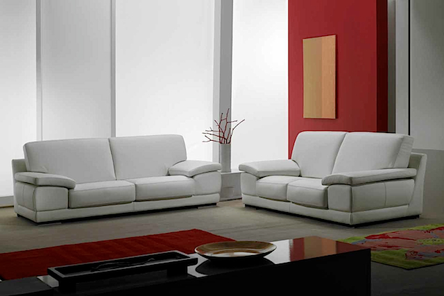 SF7229 - Sofa 2 Seater White Leather (Leather Sofa)