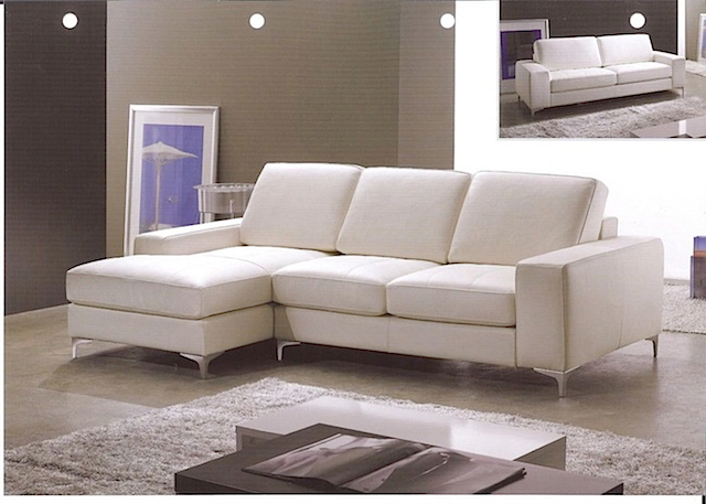 ZANI03 - Sofa Right & Left Angle White Leather (Leather Sofa)