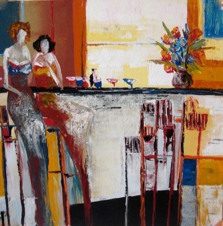 80682 2 Women And The Bar (100x100 cm)