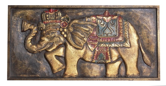 81592 Elephant Wooden Panel 60cm