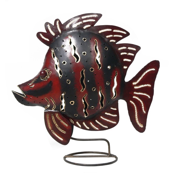 81894 Candle Holder Red Fish (31x12x33 cm)