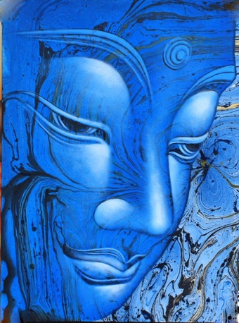 HPC90 BUDDHA FACE BLUE (100x120 cm)