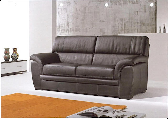 ZANI02 - Sofa 2 Seater Black Leather (Leather Sofa)